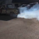 doing burnouts in an old truck